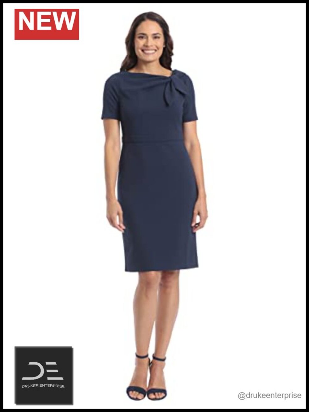 Polished Sheath Dress with Bow Detail Boat Neck